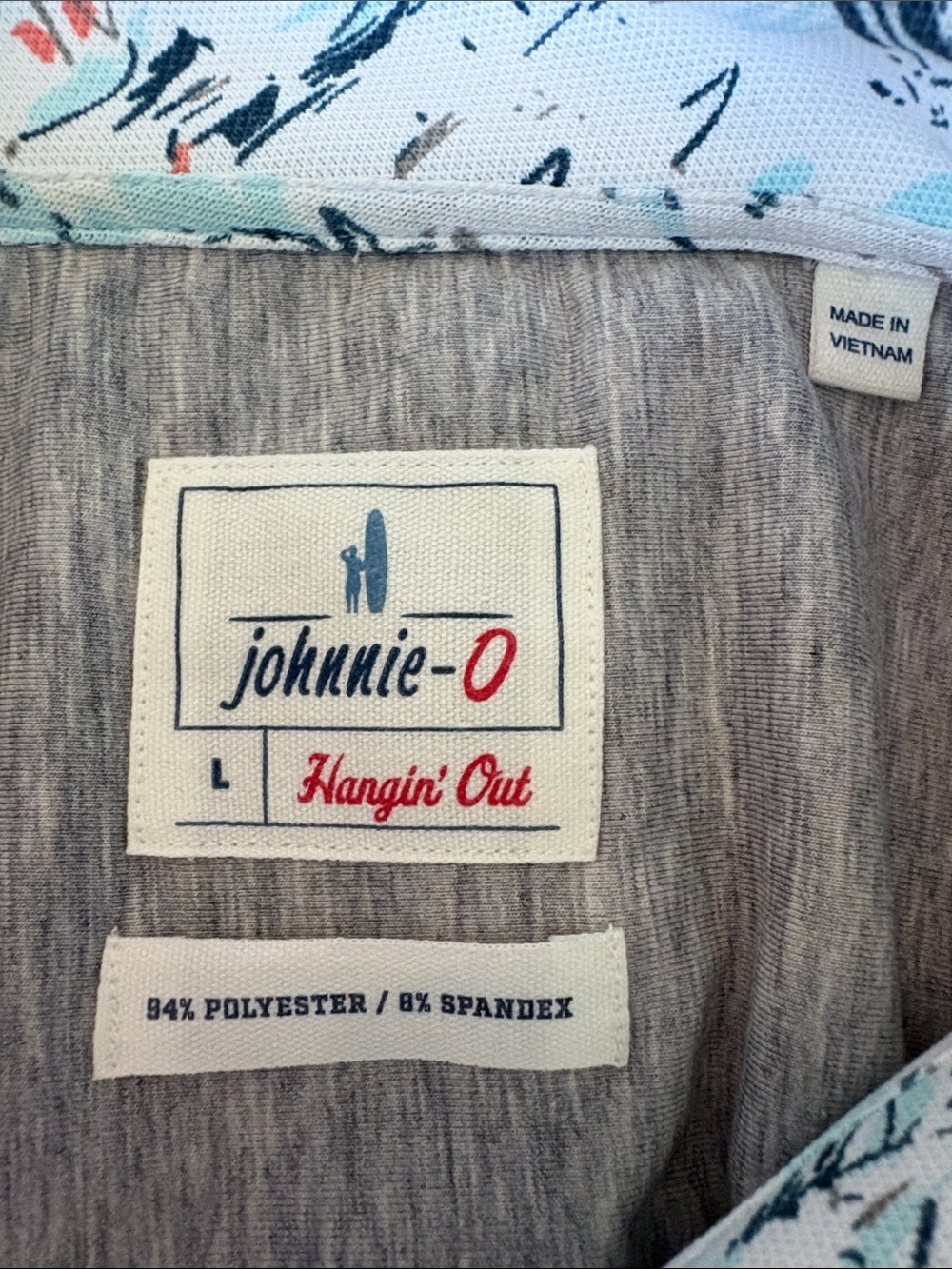 johnnie-O Light Blue Tropical Print Button-Down Shirt - Picture 2 of 3
